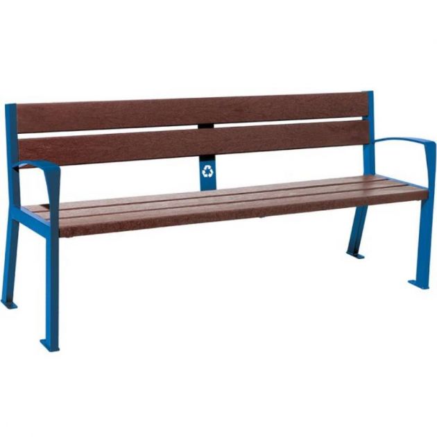 Banc Public 2 Places Avec Accoudoirs Et Table Centrale - Acier, Coussin PU, Pour Salle D'attente, Bureau