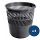 Corbeille à papier ajourée noire 14 L - lot de 3