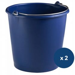 Seau de ménage gradué en plastique 10 L - lot de 2 Bleu