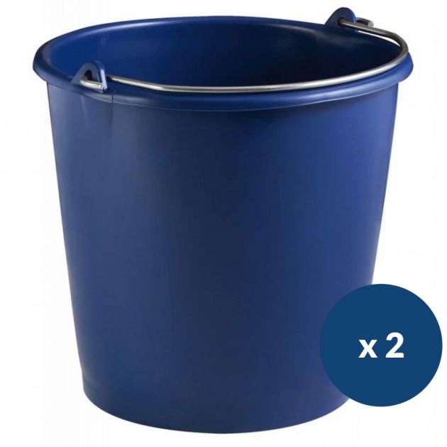 Seau de ménage gradué en plastique 10 L - lot de 2 bleu
