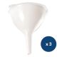 Entonnoir blanc en plastique - lot de 3