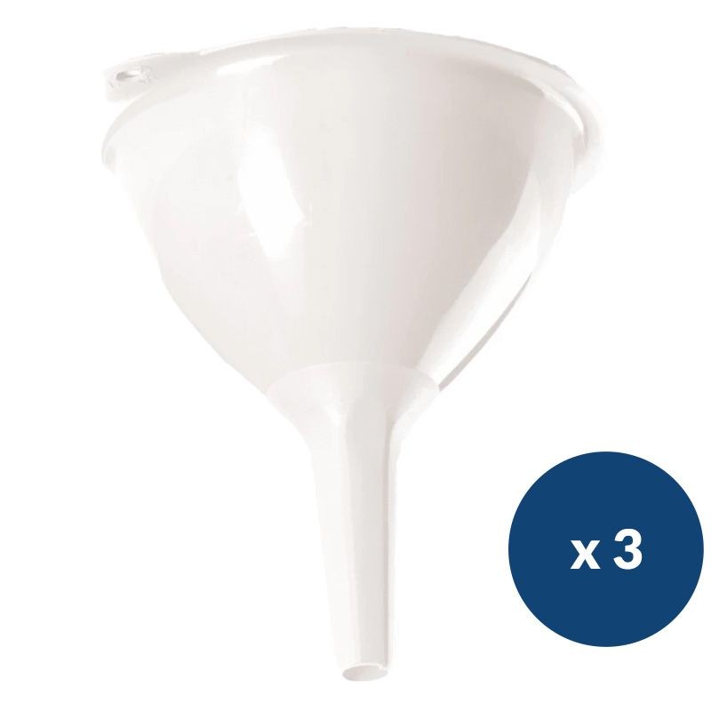 Entonnoir blanc en plastique - lot de 3