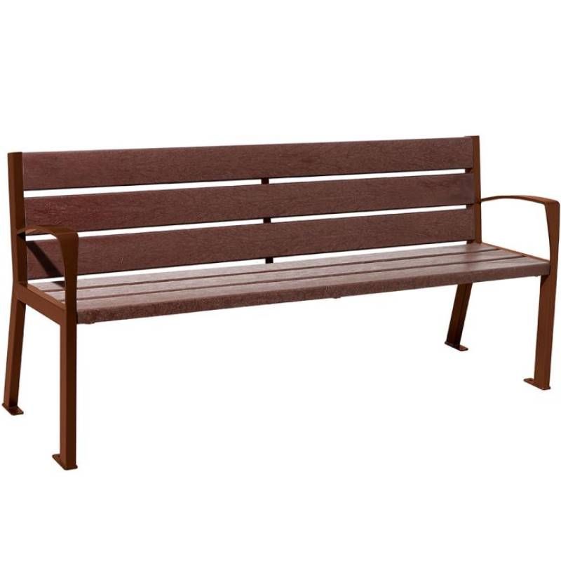 Banc urbain avec accoudoirs plastique recyclé et acier 180 cm corten