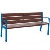 Banc urbain avec accoudoirs plastique recyclé et acier 180 cm bleu
