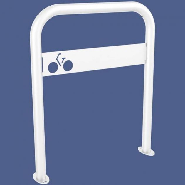 Appui vélos arceau vélos avec signalétique blanc Appui vélos arceau vélos avec signalétique blanc