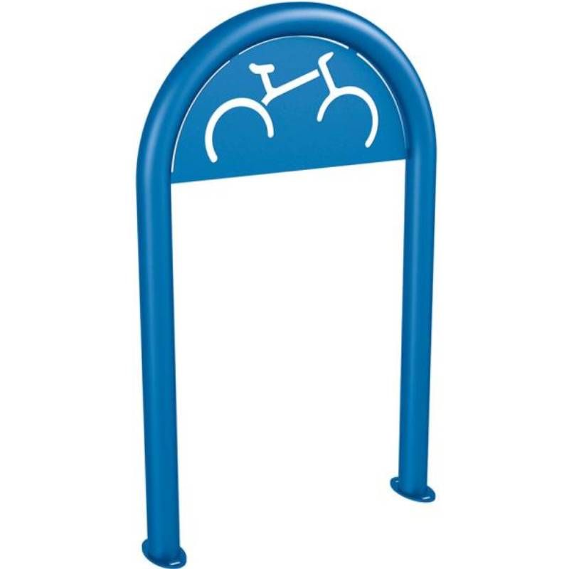 Appui vélos rond Ø60 mm avec signalétique vélo bleu Appui vélos rond Ø60 mm avec signalétique vélo bleu