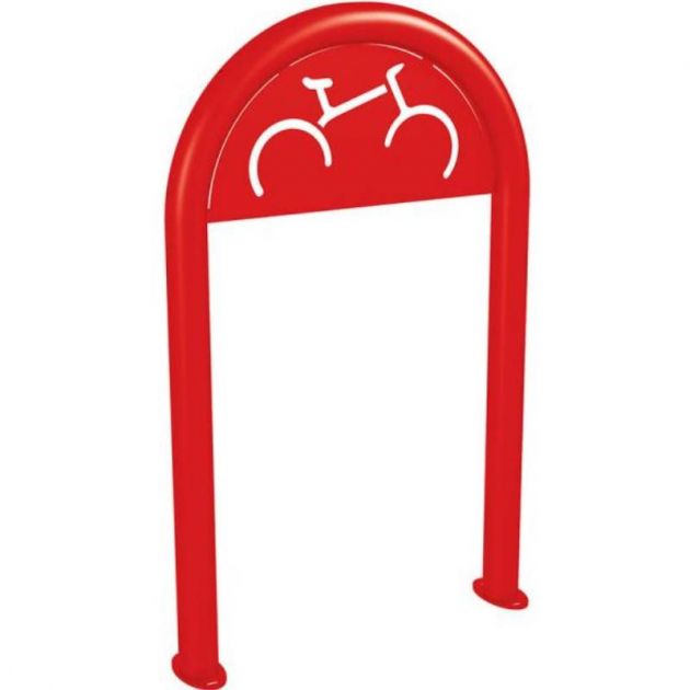 Appui vélos rond Ø60 mm avec signalétique vélo rouge Appui vélos rond Ø60 mm avec signalétique vélo rouge