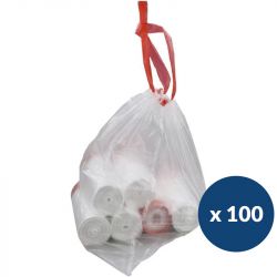 Sac poubelle transparent 50L lien coulissant x100
