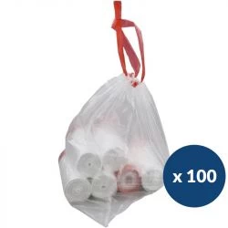 Sac poubelle transparent 50L lien coulissant x100