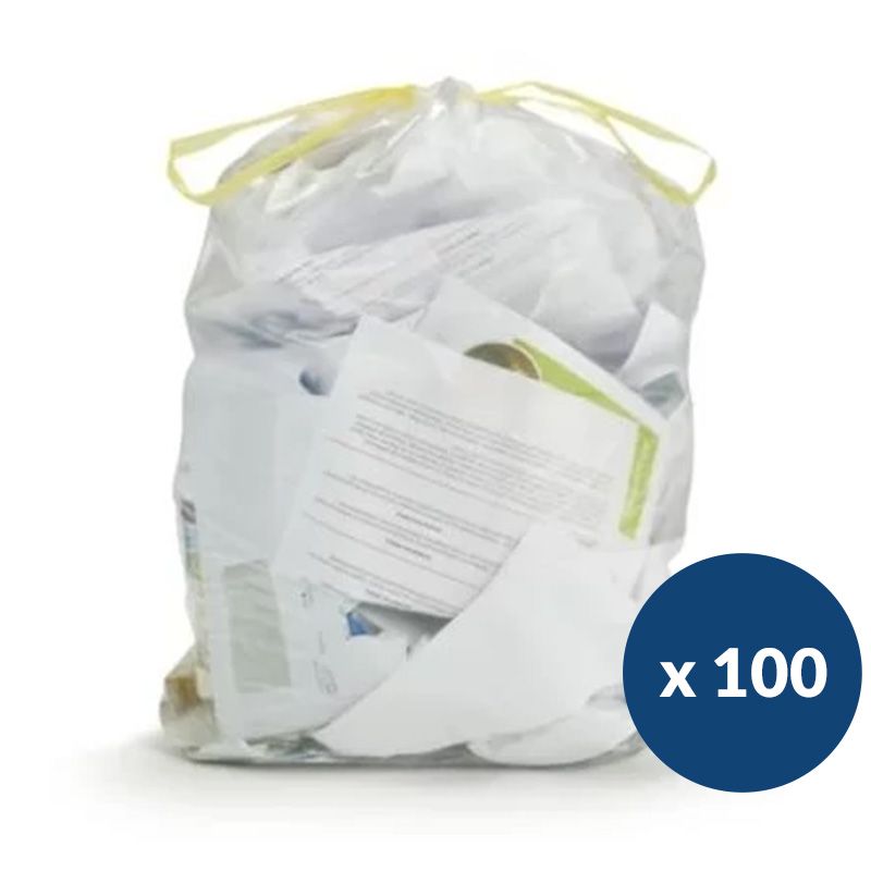 Sac poubelle transparent 100L lien coulissant x100