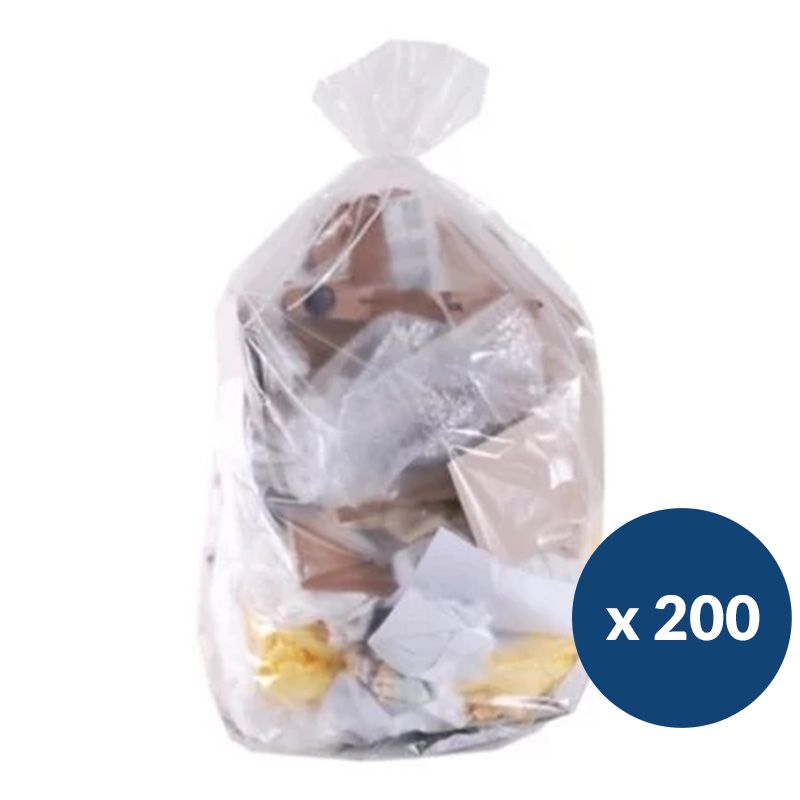 Sac poubelle transparent 110L lien classique x200 vigipirate