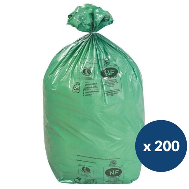 Sac poubelle recyclé 110 L vert NF