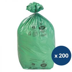 Sac poubelle recyclé 100L NF vert x200