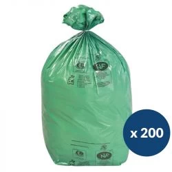 Sac poubelle recyclé 100L NF vert x200