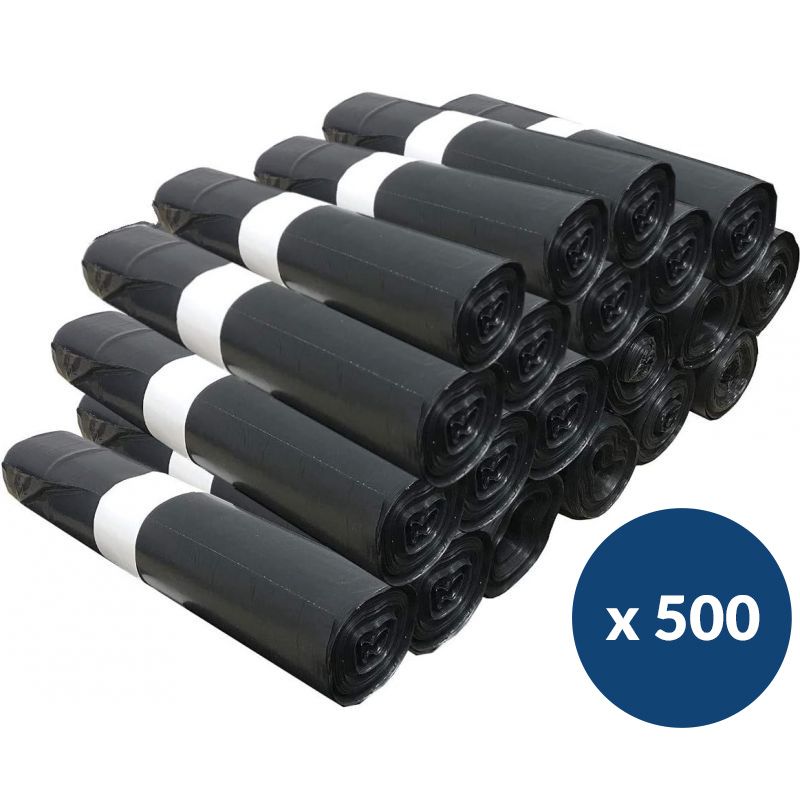 Sac poubelle noir économique liens classiques 50 L - carton de 500 Sac poubelle noir économique liens classiques 50 L - carton de 500