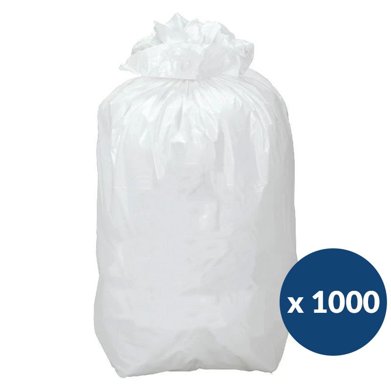 Sac poubelle recyclé blanc 10 L lien classique - carton de 1 000 Sac poubelle recyclé blanc 10 L lien classique - carton de 1 000