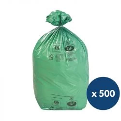 Sac poubelle vert recyclé NF environnement 30 L - carton de 500