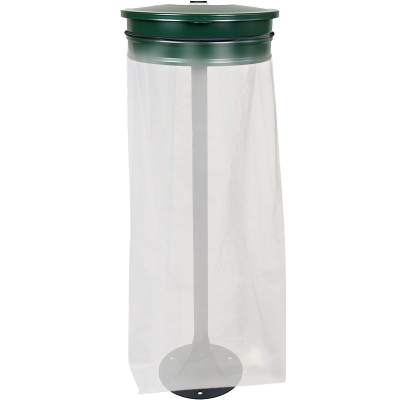 Support sac poubelle sur pied platine avec couvercle 110 L Gris Support sac poubelle sur pied platine avec couvercle 110 L Gris
