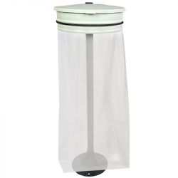 Support sac poubelle sur pied platine avec couvercle 110 L Blanc