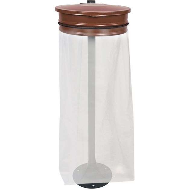 Support sac poubelle sur pied platine avec couvercle 110 L Marron Support sac poubelle sur pied platine avec couvercle 110 L Marron