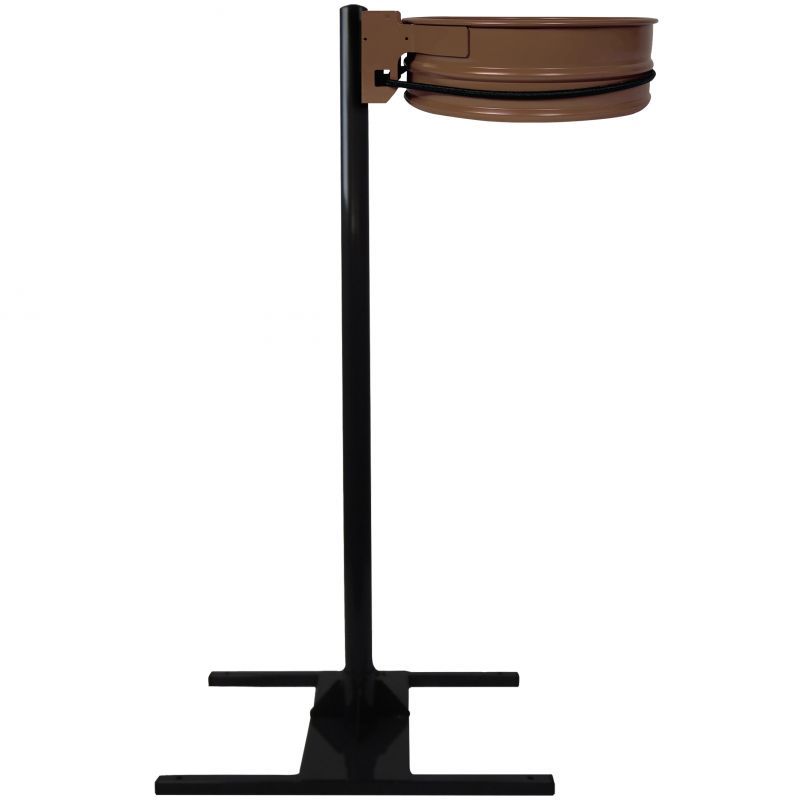 Support sac poubelle avec poteau socle en H marron