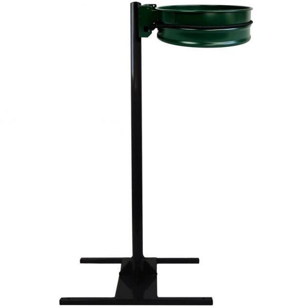 Support sac poubelle avec poteau socle en H vert