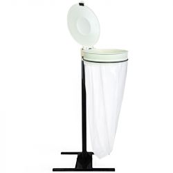 Support sac poubelle avec couvercle socle en H Blanc