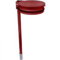 Support sac poubelle avec couvercle monoflux sur poteau à sceller rouge