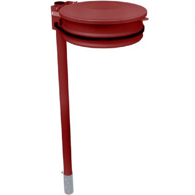 Support sac poubelle avec couvercle monoflux sur poteau à sceller rouge