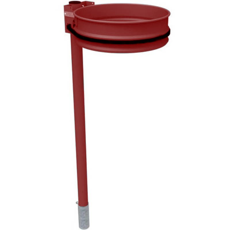 Support sac poubelle monoflux sur poteau à sceller rouge