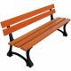 Banc public bois lasuré chêne pieds en fonte 180 cm