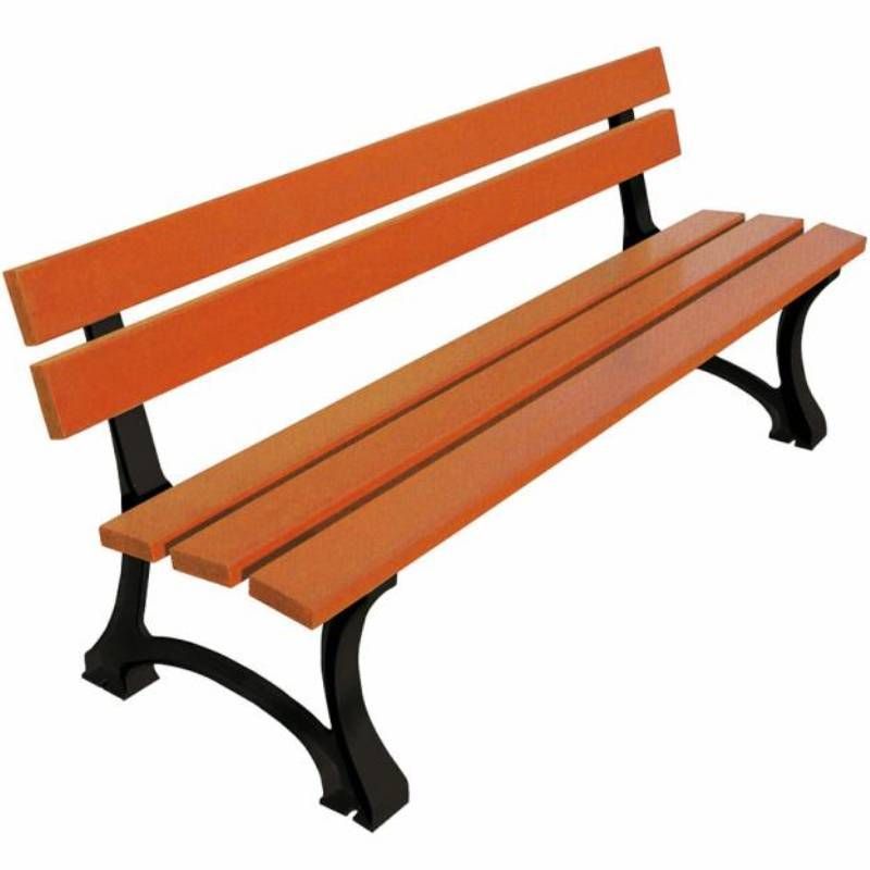 Banc public bois lasuré chêne et pieds en fonte noir 120 cm Banc public bois lasuré chêne et pieds en fonte noir 120 cm