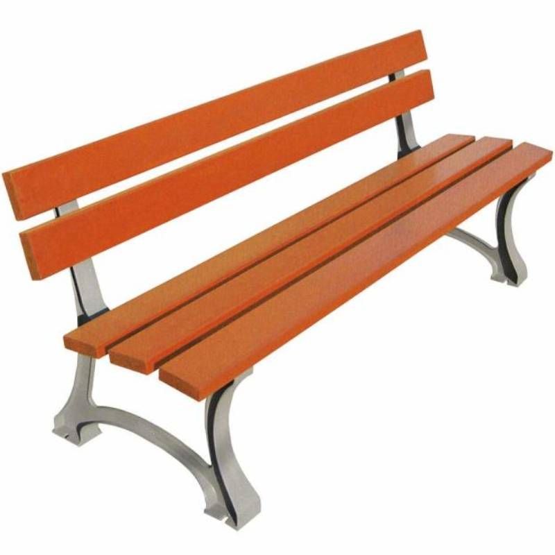 Banc public bois lasuré chêne et pieds en fonte gris 120 cm Banc public bois lasuré chêne et pieds en fonte gris 120 cm