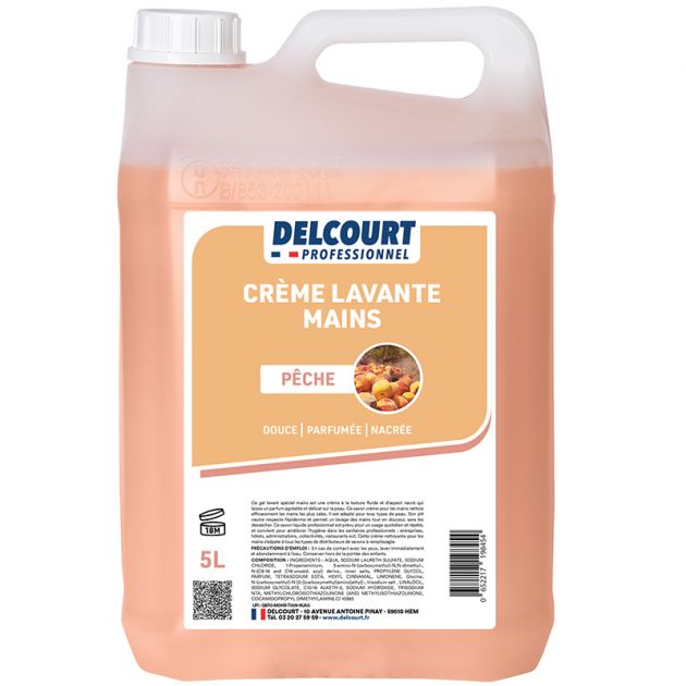 Crème lavante nacrée parfumée Delcourt - bidon de 5 L peche