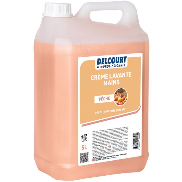 Crème lavante nacrée parfumée Delcourt - bidon de 5 L peche quart