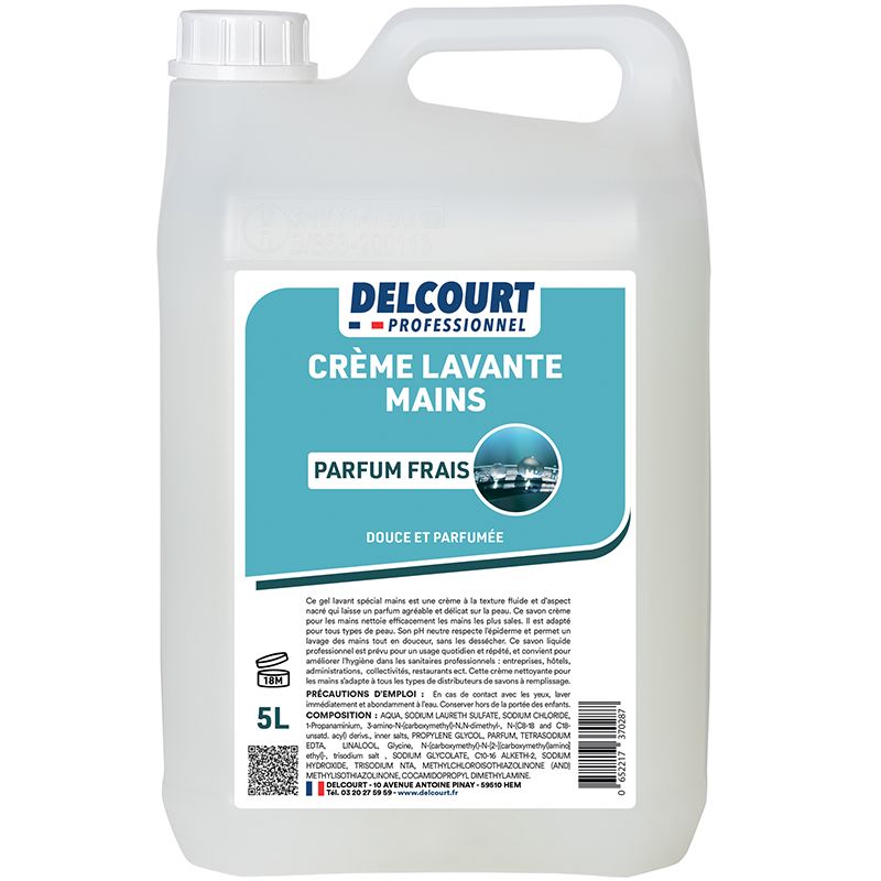Crème lavante pour les mains parfumée -bidon 5 L Delcourt frais
