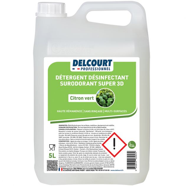 Détergent surodorant bactéricide Delcourt bidon 5 L citron vert