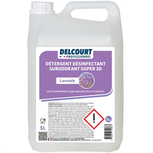 Détergent surodorant bactéricide Delcourt bidon 5 L lavande Détergent surodorant bactéricide Delcourt bidon 5 L lavande
