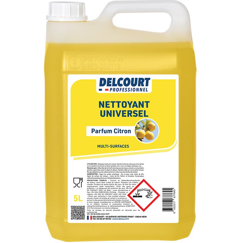 Nettoyant détergent universel concentré parfum citron HACCP 5 L Nettoyant détergent universel concentré parfum citron HACCP 5 L