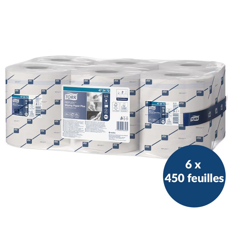 Bobine dévidage central Tork M4 - colis de 6 bobines de 450 feuilles Bobine dévidage central Tork M4 - colis de 6 bobines de 450 feuilles