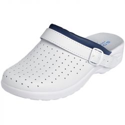 Sabot Lydie Blanc/Marine bourrelet intérieur bleu
