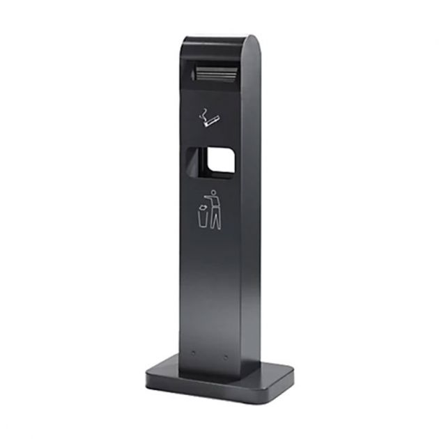 Cendrier poubelle sur pied totem gris anthracite en acier