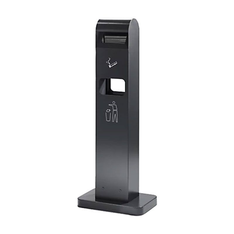 Cendrier poubelle sur pied totem gris anthracite en acier
