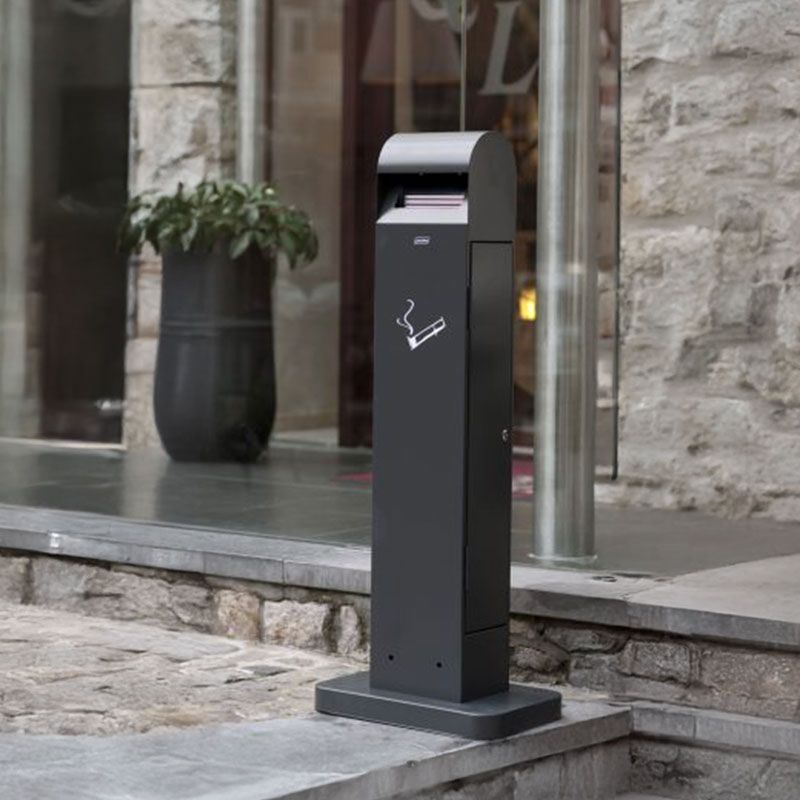 Cendrier sur pied totem gris anthracite acier 12,5 L rue Cendrier sur pied totem gris anthracite acier 12,5 L rue