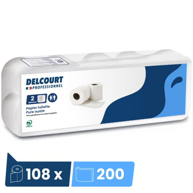 Papier toilette 2 plis blanc 108 rouleaux
