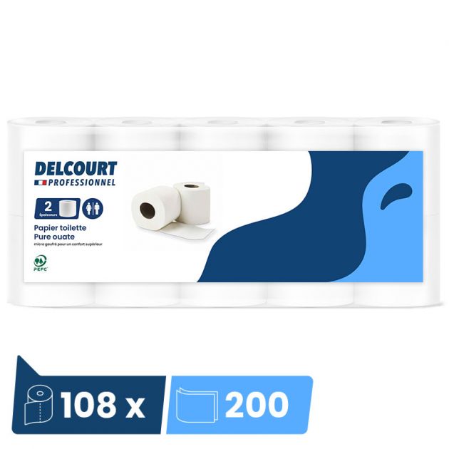 Papier toilette 2 plis blanc 108 rouleaux