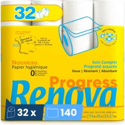 Papier toilette double épaisseur 32 rouleaux Renova Progress