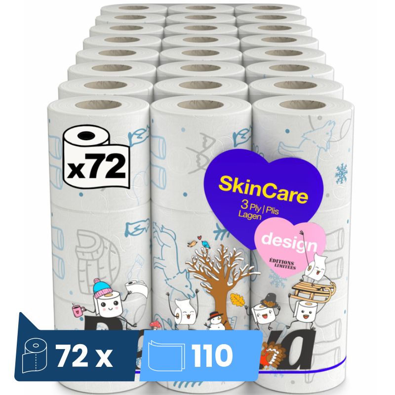 Papier toilette 3 plis décoré Renova Design - colis de 72 rouleaux