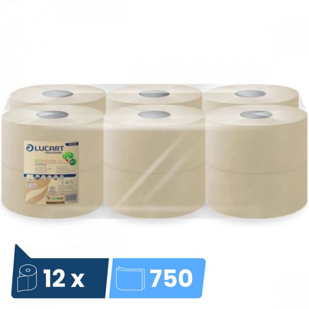 Papier toilette jumbo EcoNatural 180 m - colis de 12 bobines Papier toilette jumbo EcoNatural 180 m - colis de 12 bobines