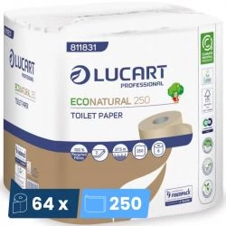 Papier toilette Eco Natural Lucart - colis de 64 rouleaux de 250 feuilles